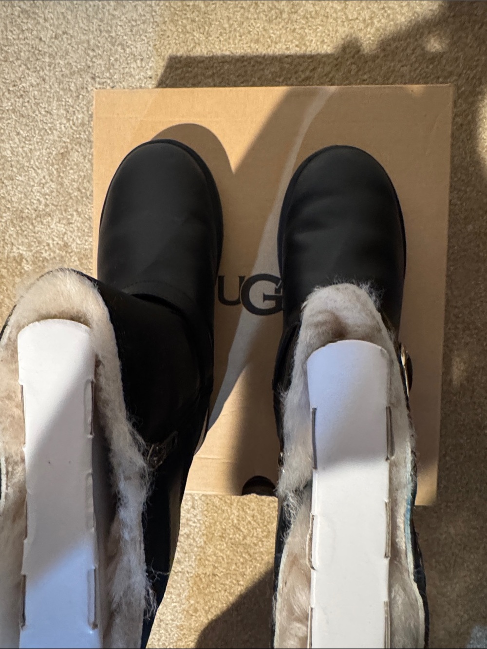 UGG Black Leather Mid-Calf Buckle Boots - Picture 5 of 8